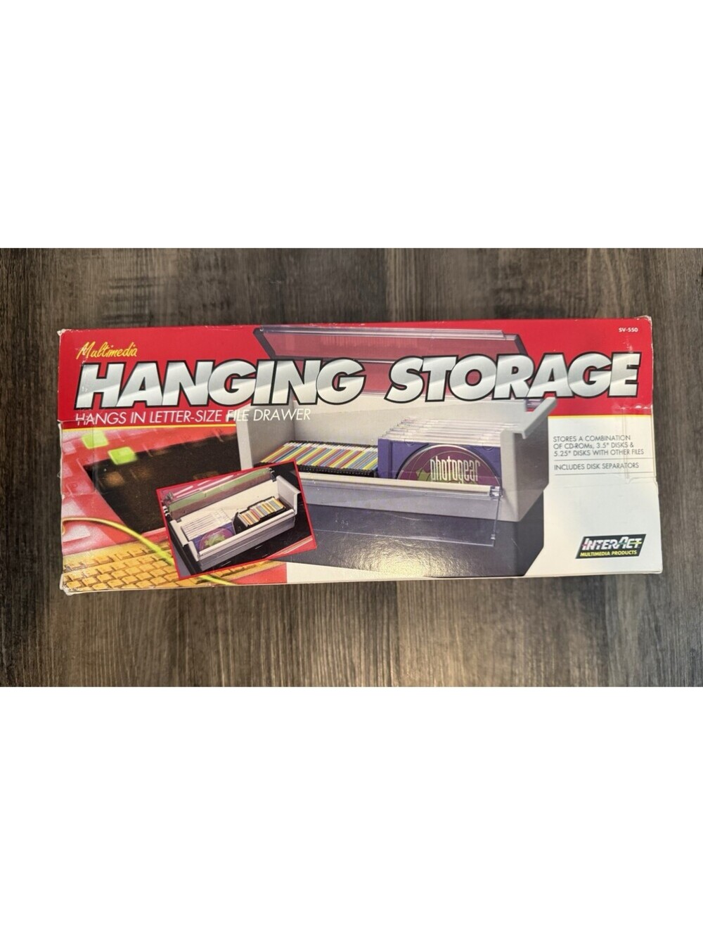 InterAct Hanging Multimedia Storage Floppy Disc Cd ROM 1995 VTG Sv-550 Open Box